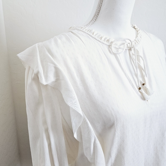 🆕️Paige Women's Ivory White Ruffle Rayon Top SZ Large - Picture 5 of 13